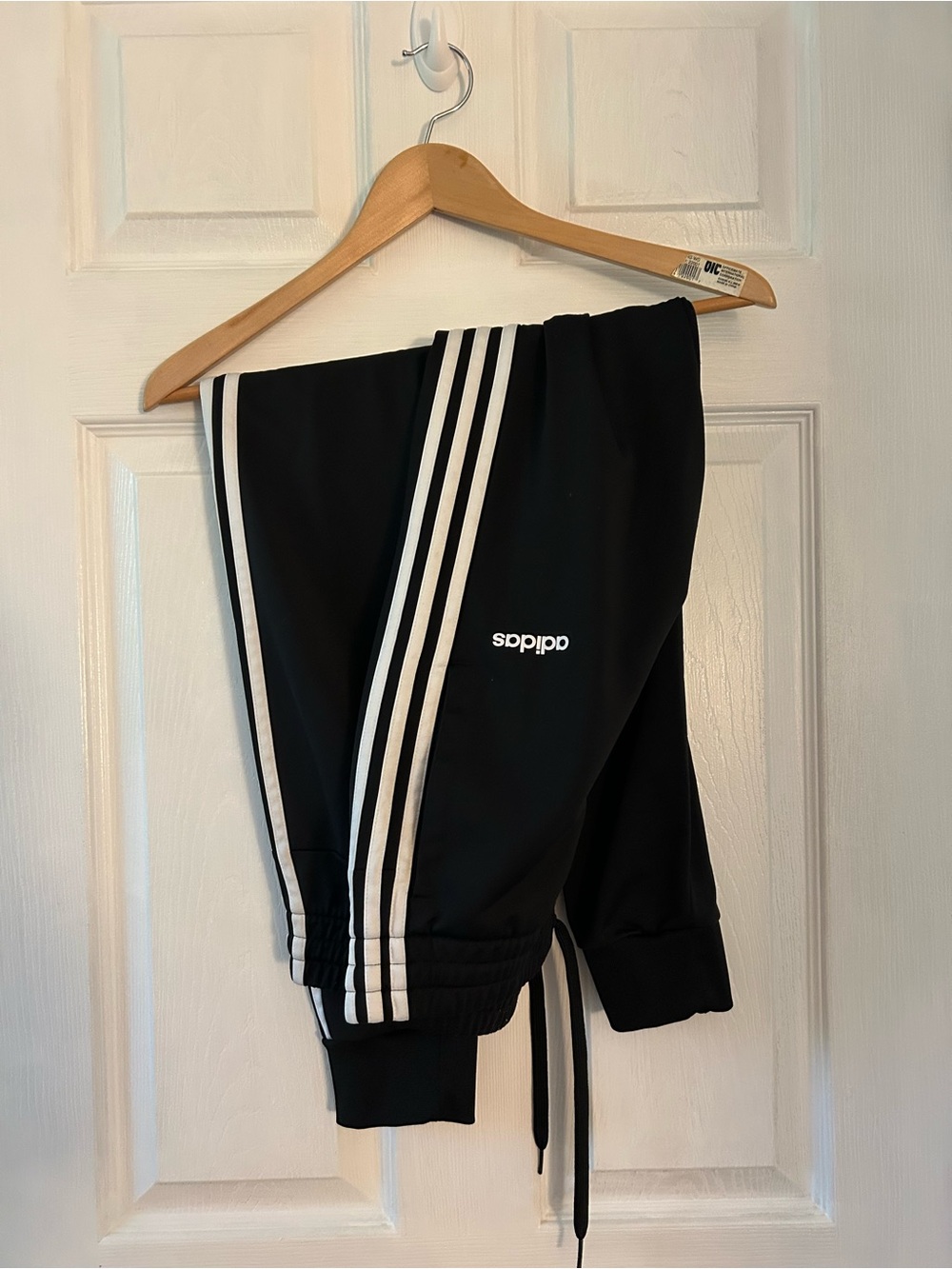 adidas Black Joggers with White Three-Stripes